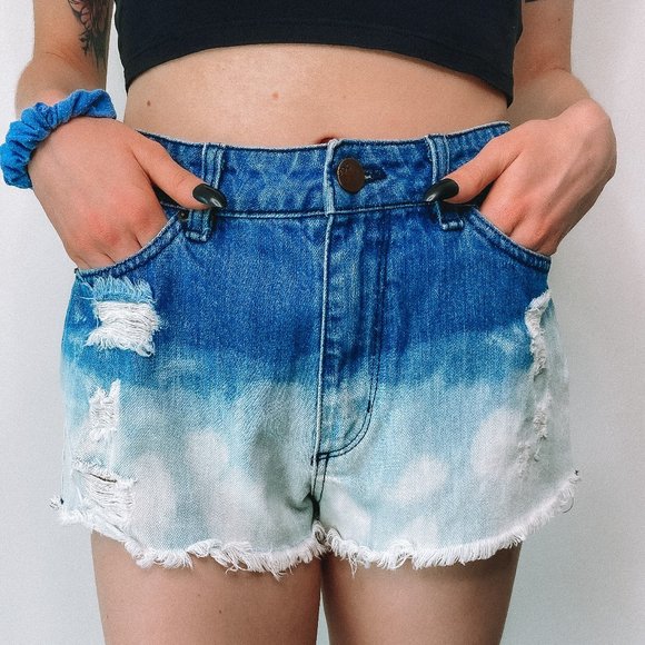 BDG Tye Dye High Waisted Jean Shorts - Picture 2 of 8